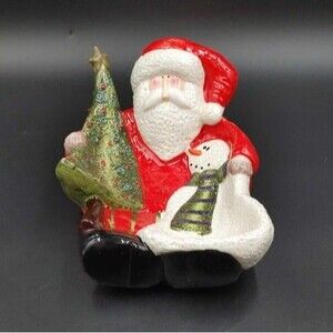 Sakura Santa Gifts Candy Dish Bowl Earthenware Zulauf Designs Christmas Snowman